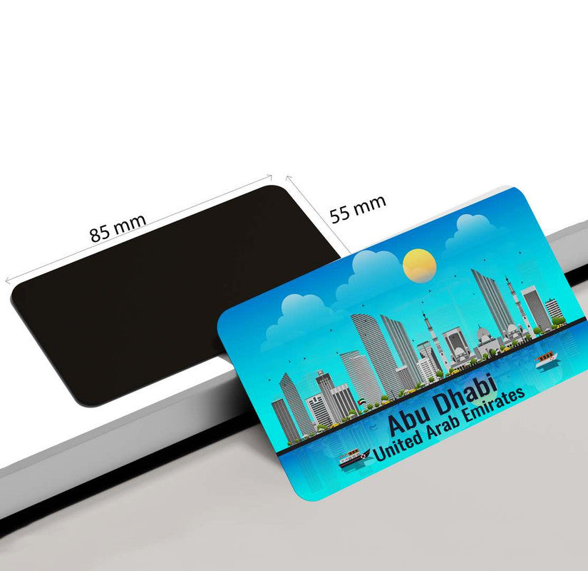 dhcrafts Rectangular Rubber Fridge Magnet / Magnetic Card Blue United Arab Emirates Abu Dhabi Design Pack of 1 (8.6cm x 5.4cm)